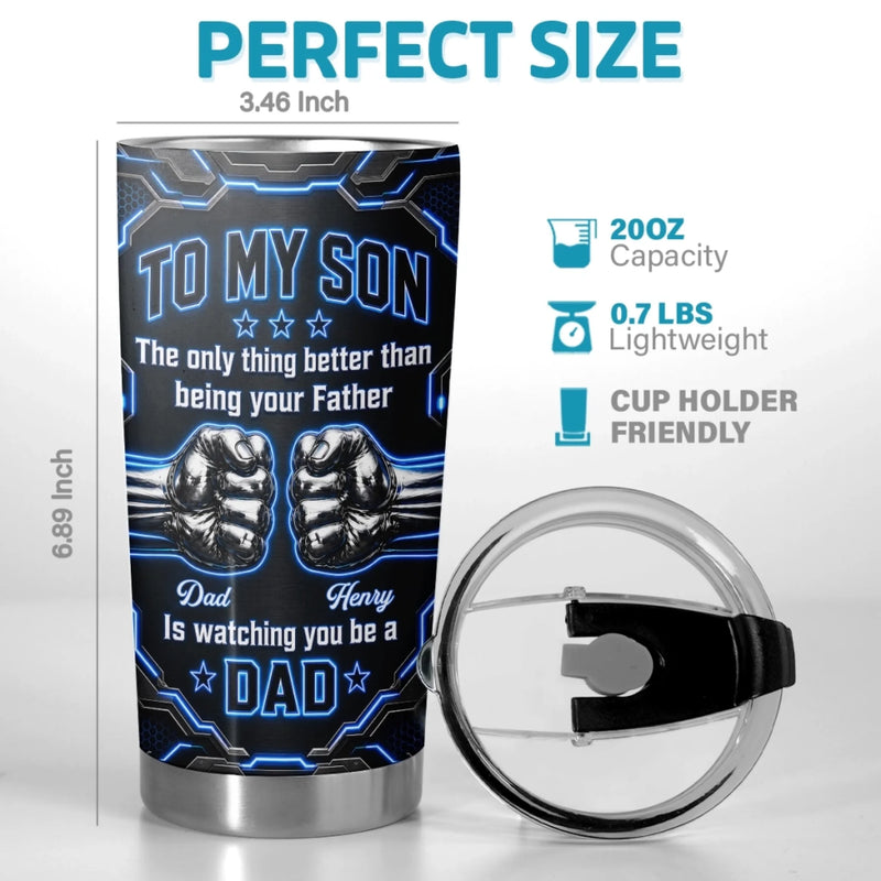 Custom Tumbler - Personalized Father's Day Birthday Gifts For Son - Watching You Grow Brings Me Joy