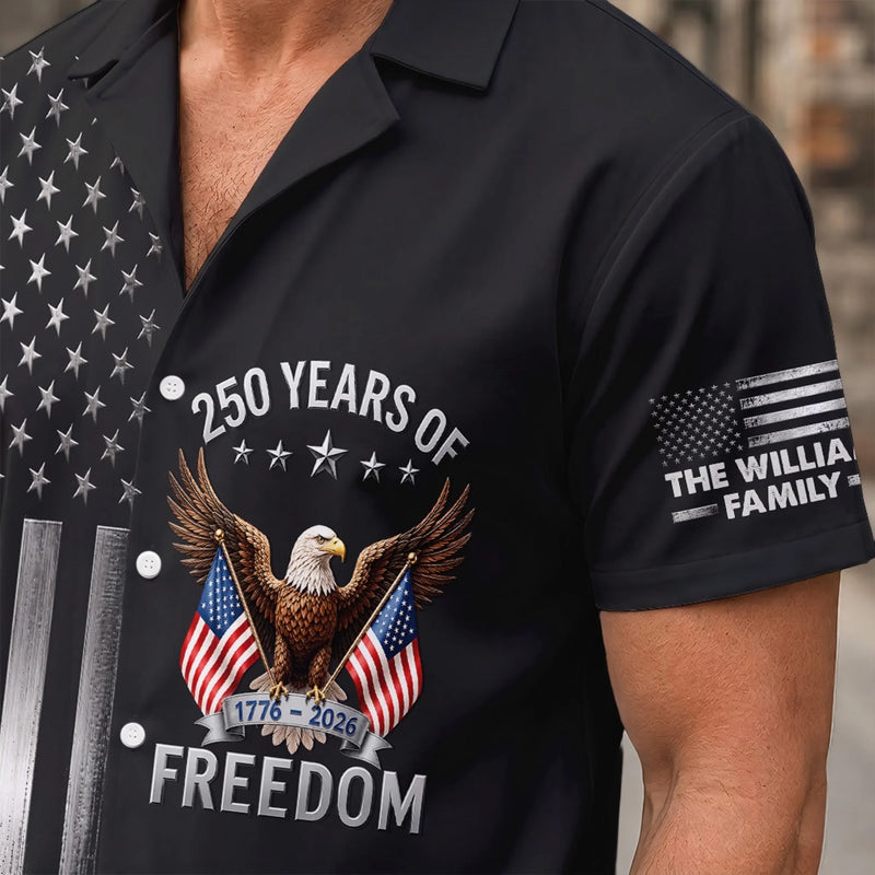 Custom Unisex Tropical Hawaiian Aloha Shirt - Personalized America 250th Anniversary Gifts For Mom, Dad, Brother, Sister, Kids - Generations United In Freedom