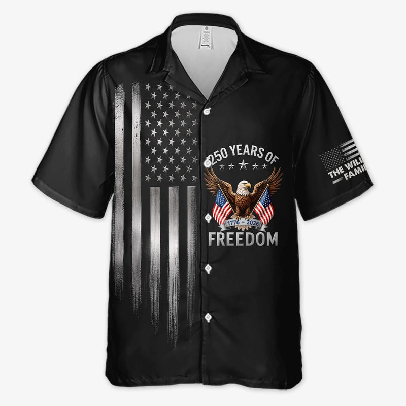 Custom Unisex Tropical Hawaiian Aloha Shirt - Personalized America 250th Anniversary Gifts For Mom, Dad, Brother, Sister, Kids - Generations United In Freedom