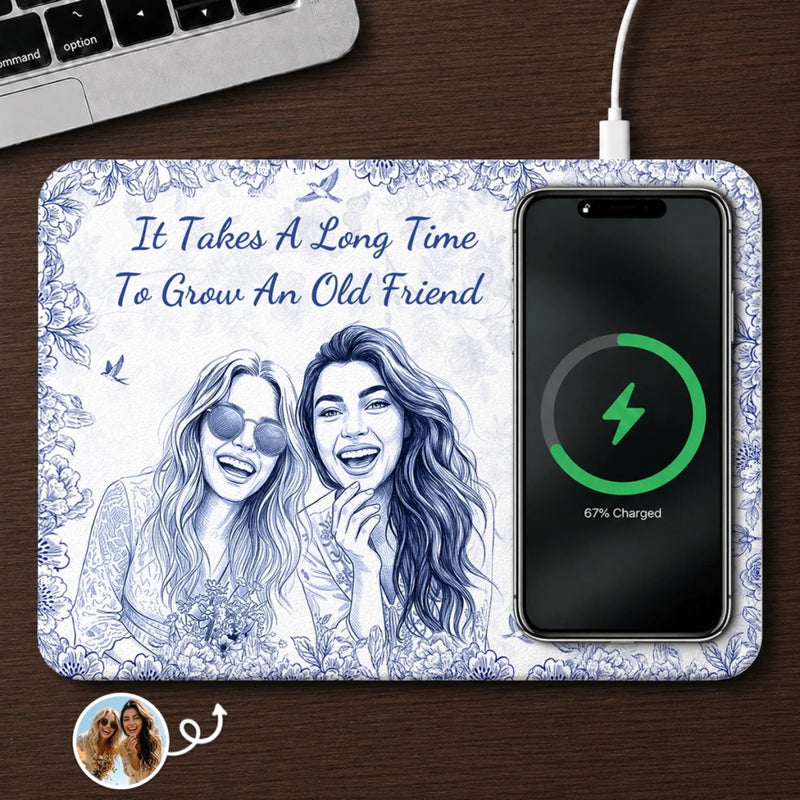 Custom Photo Charging Mat - Personalized Best Friend Birthday Gifts For Women, Besties, Sisters, BFF - Grounded In True, Deep Friendship