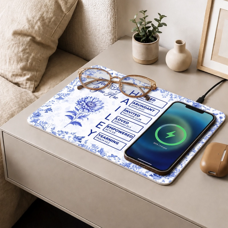 Custom Charging Mat - Personalized Best Friend Birthday Gifts For Women, Besties, Sisters, BFF - Blessed With A Soul Sister