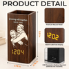 Custom Photo Pen Holder With Clock - Personalized Anniversary Wedding Gifts For Husband And Wife, Him And Her - Captured Moments, Timeless Love