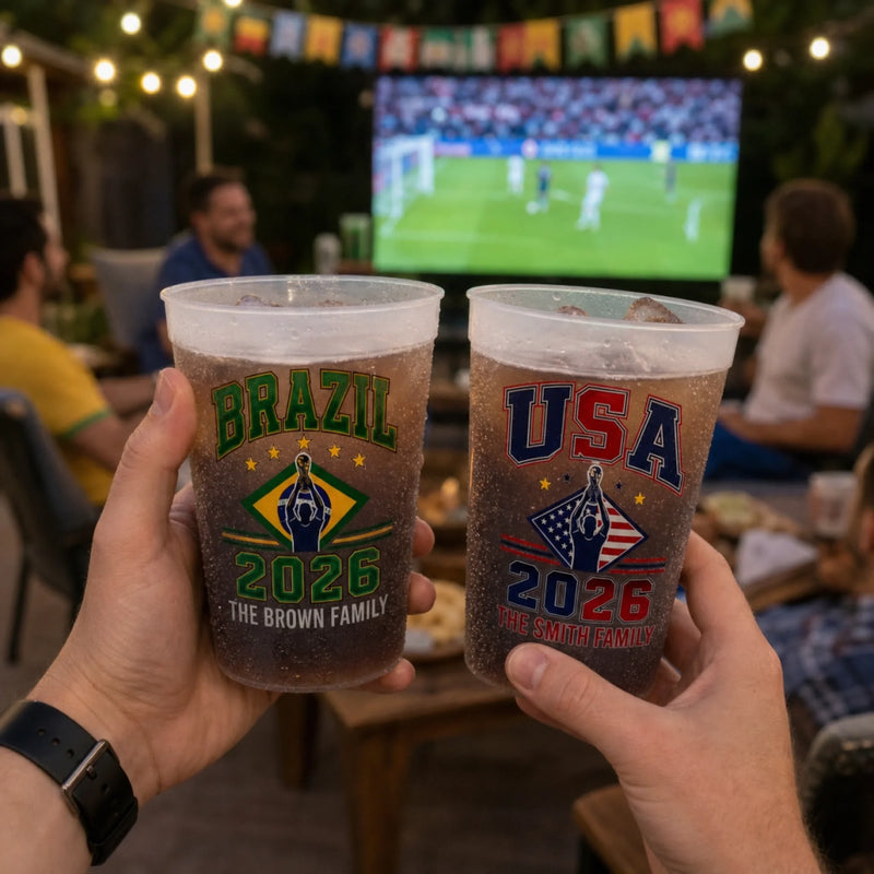 Custom International Soccer Tournament Party Cups - Personalized Birthday Gifts For Soccer Lovers, Sports Fans, Sports Lovers - Blessed With Great Football Vibes