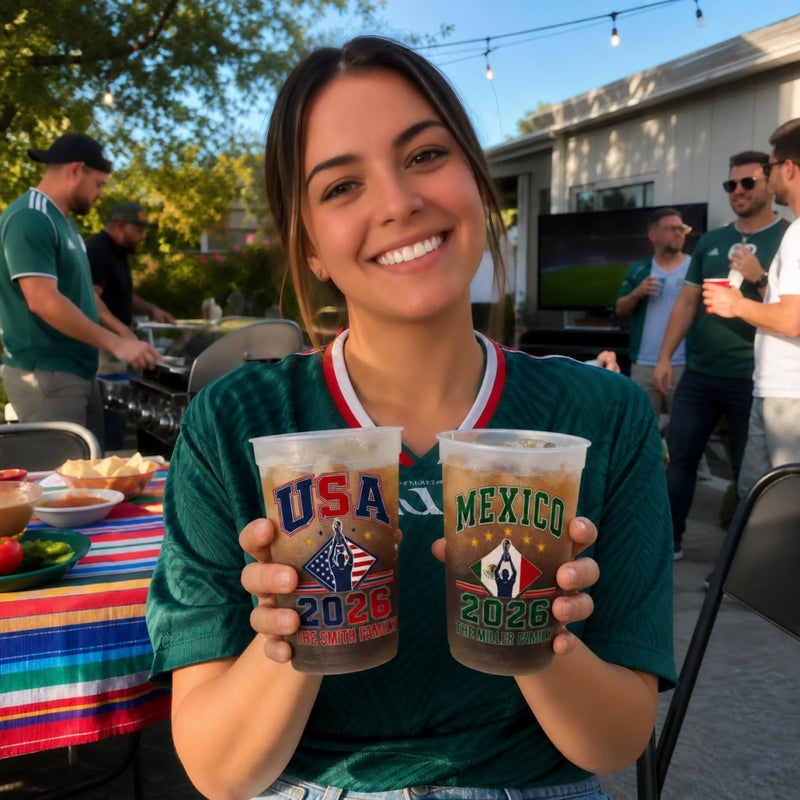Custom International Soccer Tournament Party Cups - Personalized Birthday Gifts For Soccer Lovers, Sports Fans, Sports Lovers - Blessed With Great Football Vibes