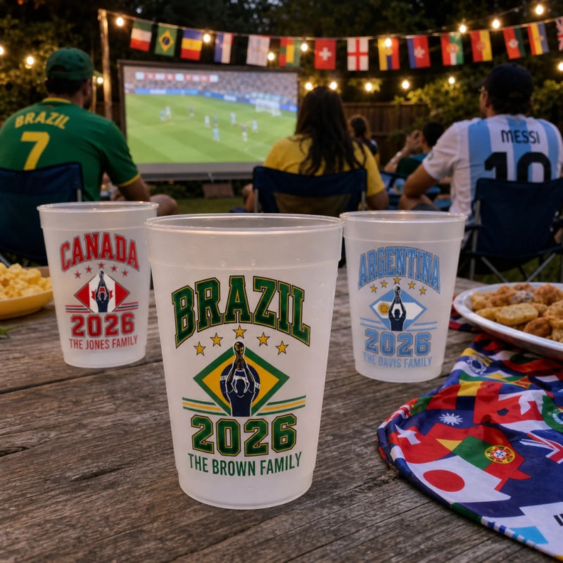 Custom International Soccer Tournament Party Cups - Personalized Birthday Gifts For Soccer Lovers, Sports Fans, Sports Lovers - Blessed With Great Football Vibes