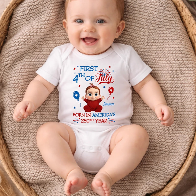 Custom Baby Onesie - Personalized Baby Shower, Gender Reveal, America 250th Anniversary Gifts For New Moms, New Dads, New Parents - Little Star Of Freedom