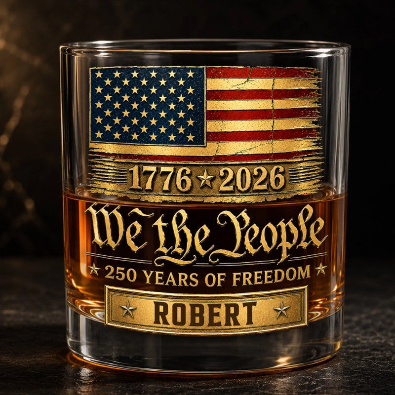 Custom 11oz Whiskey Glass - Personalized America 250th Anniversary Gifts For Women, Men - Red White And Proud