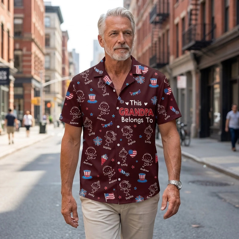 Custom Unisex Tropical Hawaiian Aloha Shirt - Personalized America 250th Anniversary Father's Day Gifts For Dad, Grandpa - Freedom Family Legacy