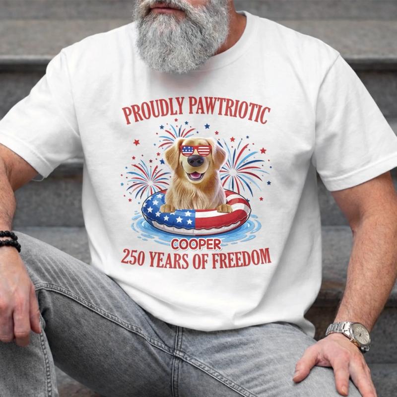 Custom Unisex T-shirt, Premium T-shirt, Hoodie - Personalized America 250th Anniversary Gifts For Dog Lovers, Dog Dad And Mom -  Paws & Freedom