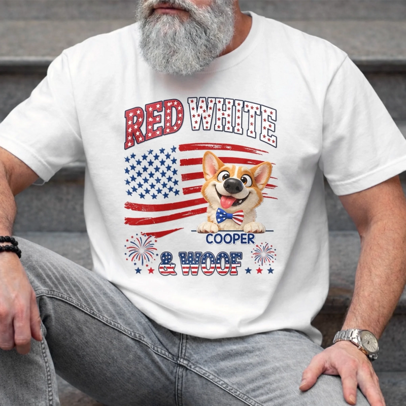 Custom Unisex T-shirt, Premium T-shirt, Hoodie - Personalized 4th Of July Gifts For Dog Lovers, Dog Dad And Mom - America’s Furry Patriot