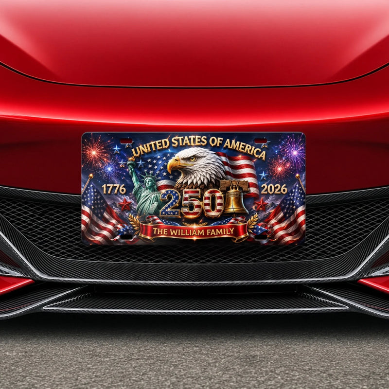 Custom License Plate - Personalized America 250th Anniversary Gifts For Family - Together We Shine Bright