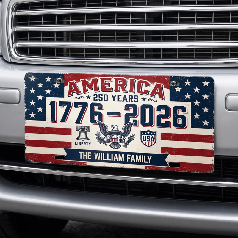 Custom License Plate - Personalized America 250th Anniversary Gifts For Mom, Dad, Brother, Sister, Kids - We Shine Best Together