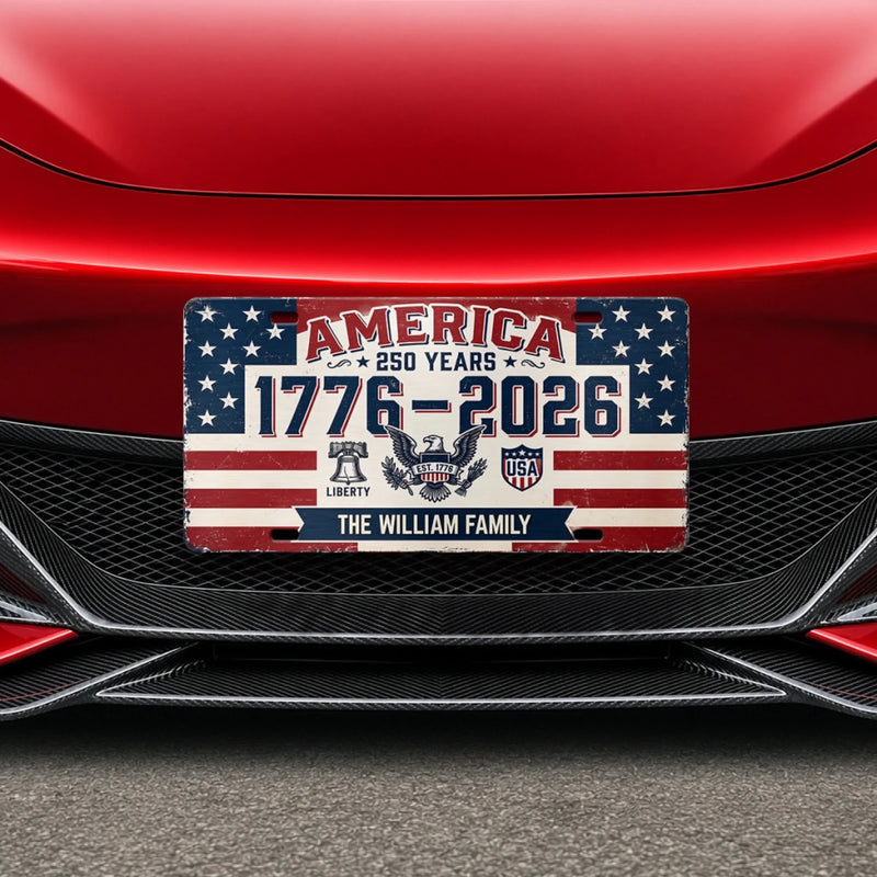 Custom License Plate - Personalized America 250th Anniversary Gifts For Family - We Shine Best Together