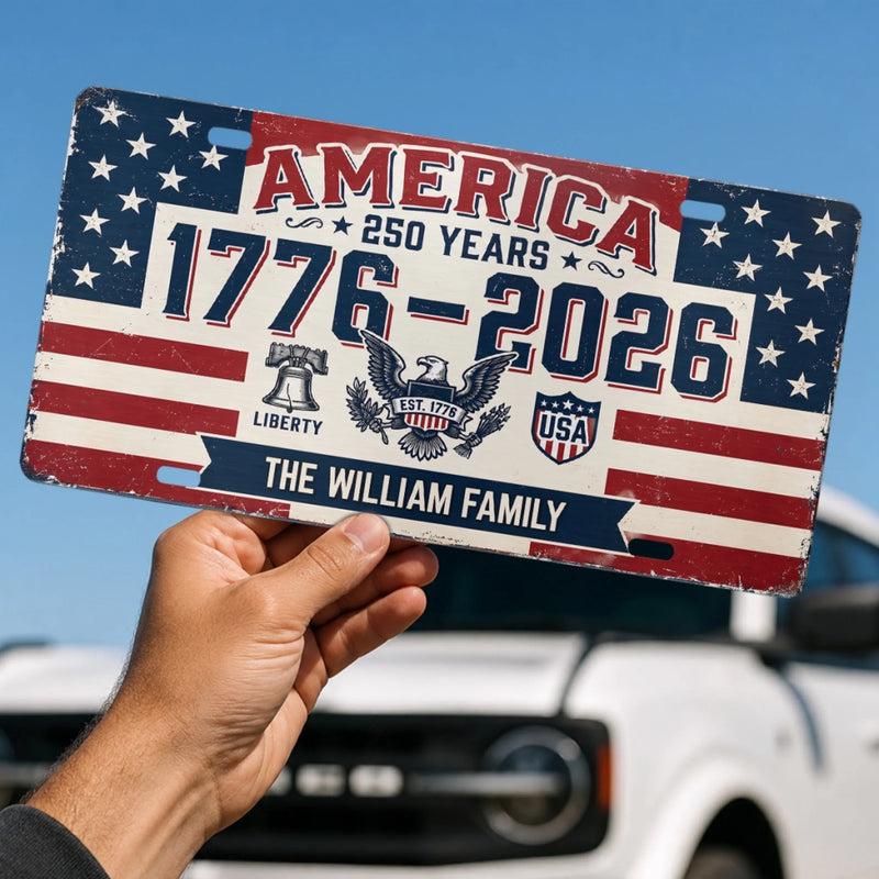 Custom License Plate - Personalized America 250th Anniversary Gifts For Family - We Shine Best Together