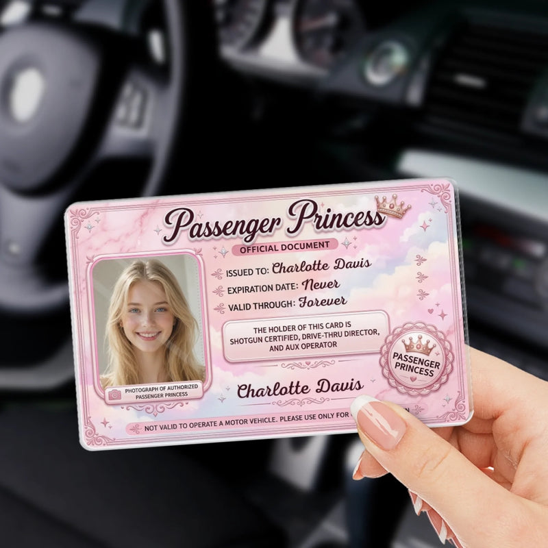 Custom Photo Acrylic Car Visor Clip - Personalized Anniversary Wedding Gifts For Wife, Girlfriend - Certified Princess On Board