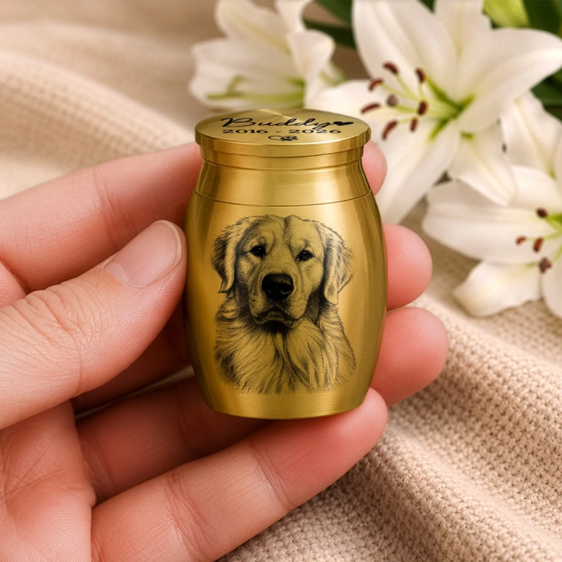 Custom Photo Memorial Urn - Personalized Pet Memorial Sympathy Gifts For Loss Of Dog, Cat – Rest In Love