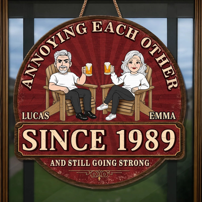 Custom Wood Sign - Personalized Anniversary Wedding Gifts For Husband And Wife, Him And Her - Laughter, Wrinkles And True Love