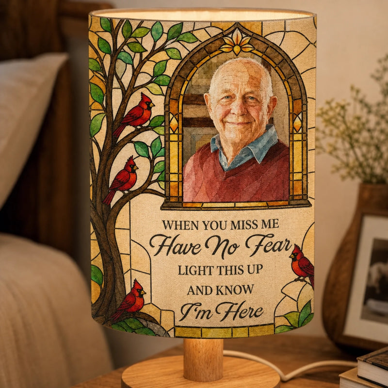 Custom Photo Linen Bedside Table Lamp - Personalized Memorial Sympathy Gifts For Loss Of Mom, Dad - Always Loved Never Forgotten