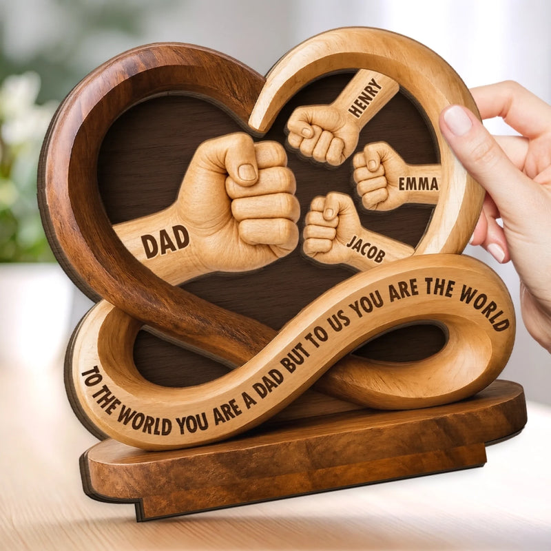 Custom 2-Layered Wooden Plaque - Personalized Father's Day Birthday Gifts For Dad, Grandpa - Proud To Be Your Kids