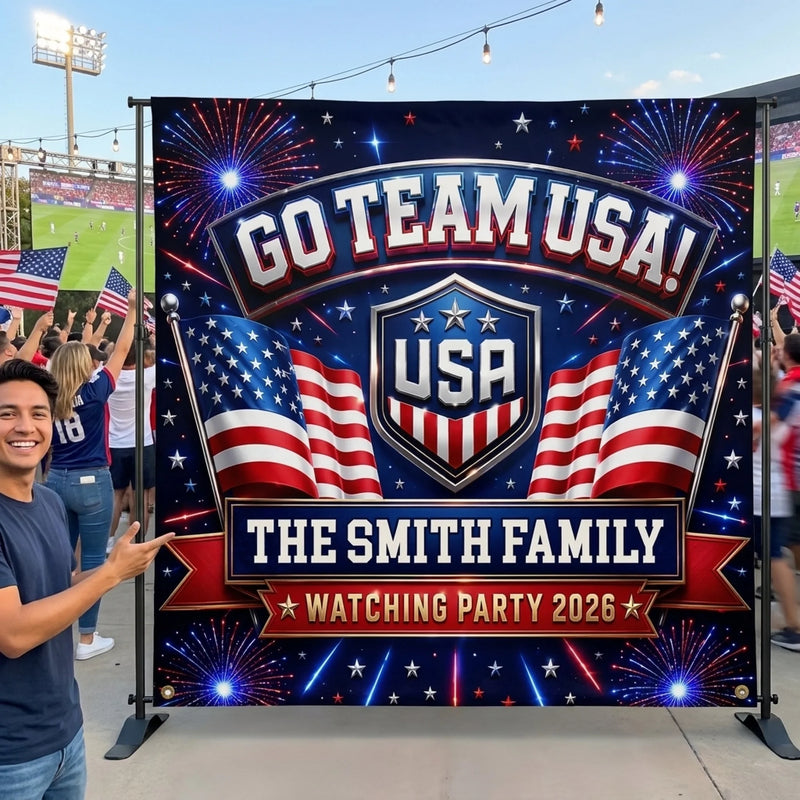 Custom USA World Football Backdrop - Personalized Birthday Gifts For Football Lovers, Sports Fans, Sports Lovers - Rocking The Ultimate Team Spirit