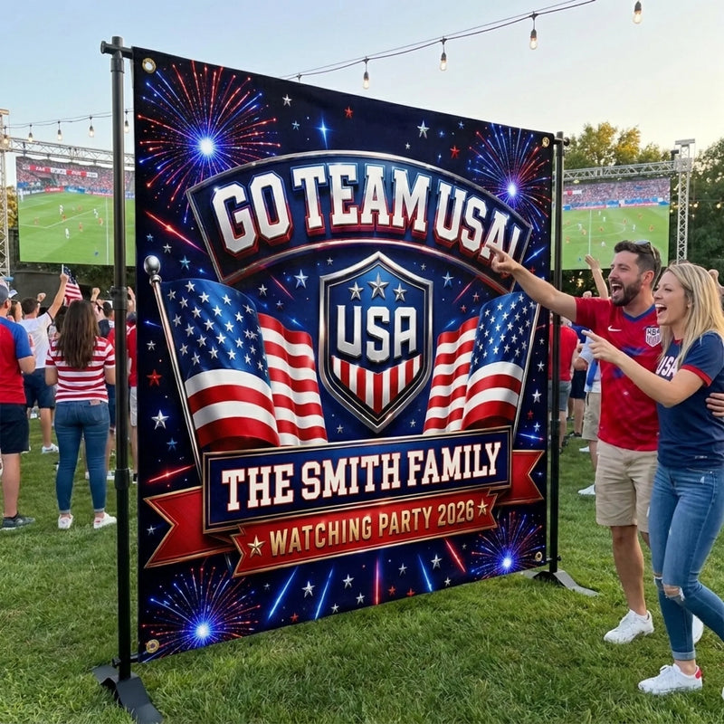 Custom USA World Football Backdrop - Personalized Birthday Gifts For Football Lovers, Sports Fans, Sports Lovers - Rocking The Ultimate Team Spirit