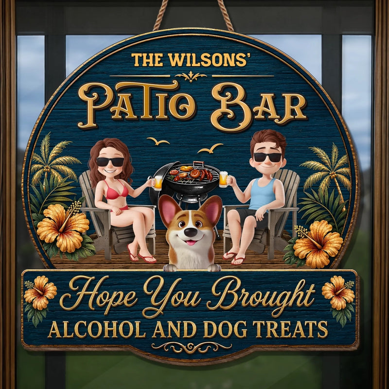 Custom Wood Sign - Personalized Summer Vacation And Travel Gifts For Husband And Wife, Dog Dad And Mom - Patio Bar, Furry Rules Tonight