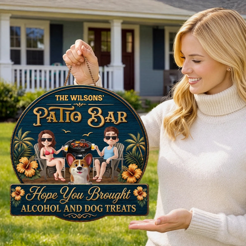 Custom Wood Sign - Personalized Summer Vacation And Travel Gifts For Husband And Wife, Dog Dad And Mom - Patio Bar, Furry Rules Tonight