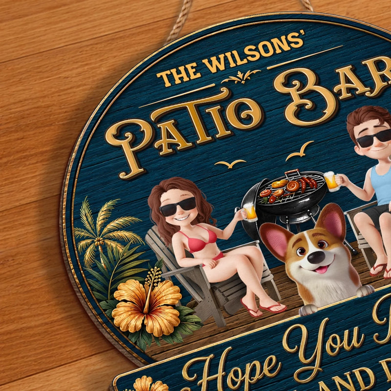 Custom Wood Sign - Personalized Summer Vacation And Travel Gifts For Husband And Wife, Dog Dad And Mom - Patio Bar, Furry Rules Tonight