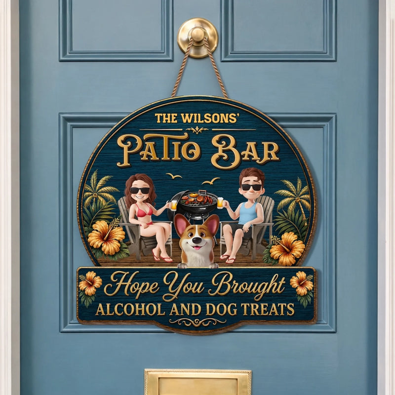 Custom Wood Sign - Personalized Summer Vacation And Travel Gifts For Husband And Wife, Dog Dad And Mom - Patio Bar, Furry Rules Tonight