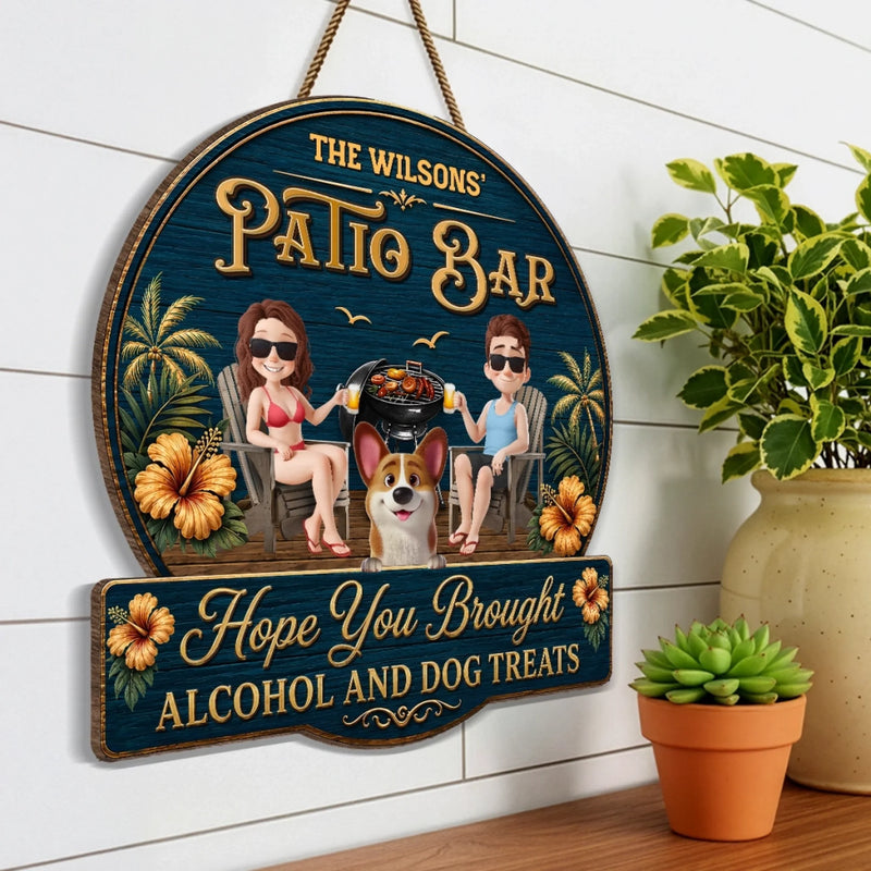 Custom Wood Sign - Personalized Summer Vacation And Travel Gifts For Husband And Wife, Dog Dad And Mom - Patio Bar, Furry Rules Tonight