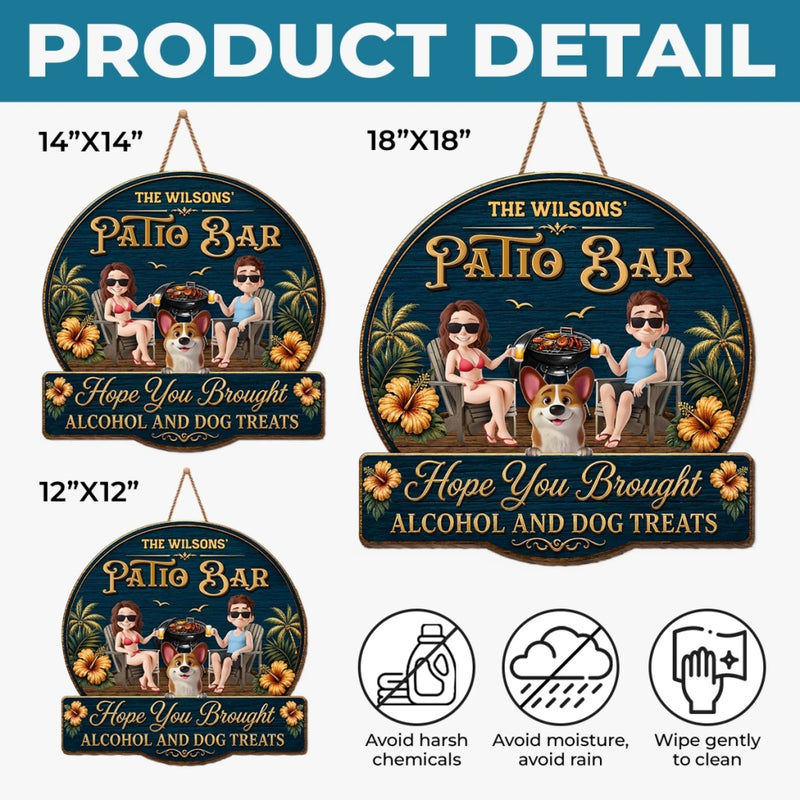 Custom Wood Sign - Personalized Summer Vacation And Travel Gifts For Husband And Wife, Dog Dad And Mom - Patio Bar, Furry Rules Tonight