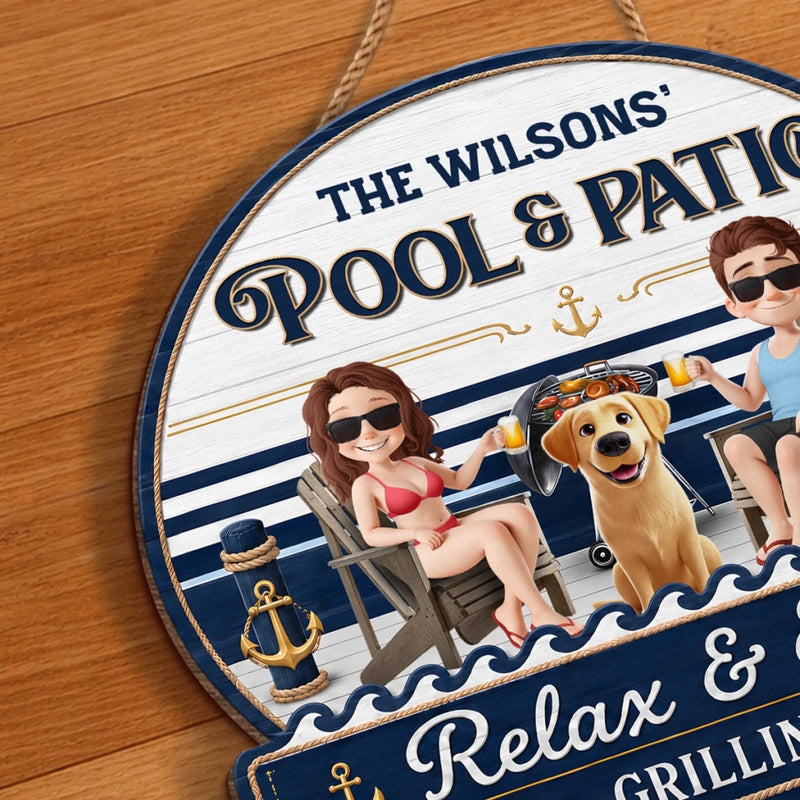 Custom Wood Sign - Personalized Summer Vacation And Travel Gifts For Husband And Wife, Dog Dad And Mom - Our Furry Pool Party Crew