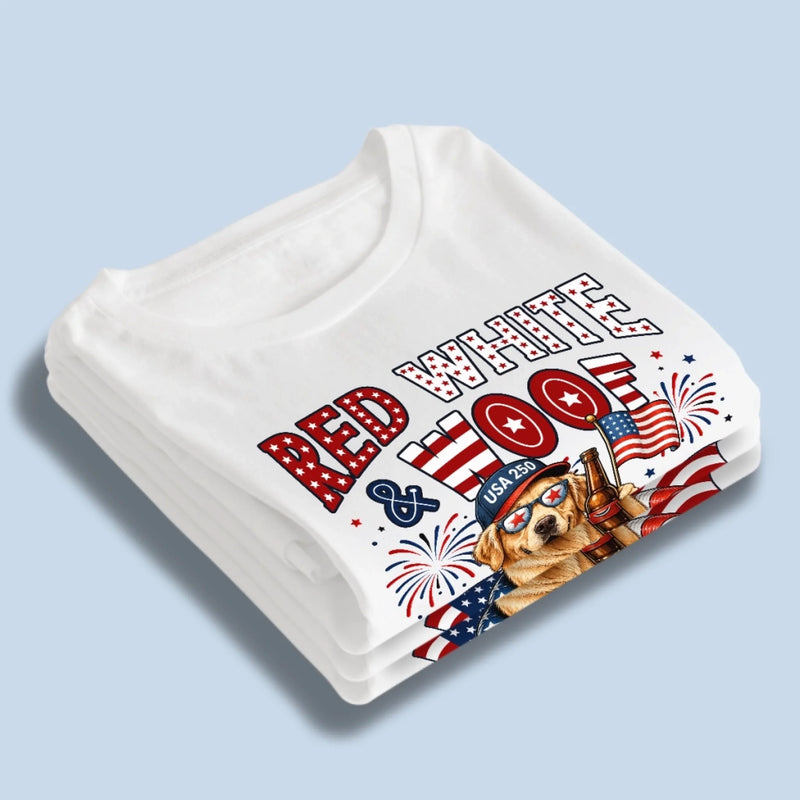Custom Photo T-shirt, Hoodie - Personalized America 250th Anniversary Gifts For Dog Cat Lovers, Dog Dad And Mom, Cat Owners - Red White And Paws