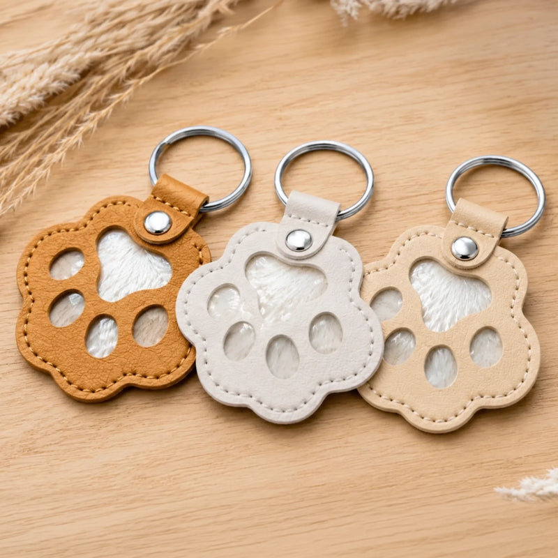 Custom Photo Leather Pet Hair Keychain - Personalized Pet Memorial Sympathy Gifts For Dogs, Cats - Always In My Heart