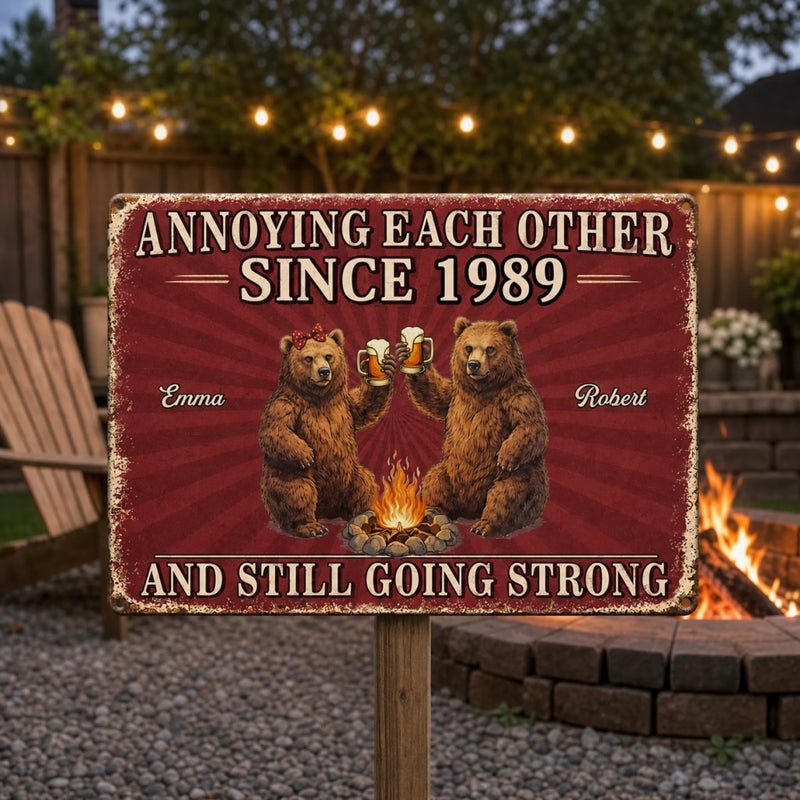 Custom Home Decor Metal Sign - Personalized Anniversary Wedding Camping Gifts For Campers, Husband And Wife, Him And Her - Love Drives Us Crazy