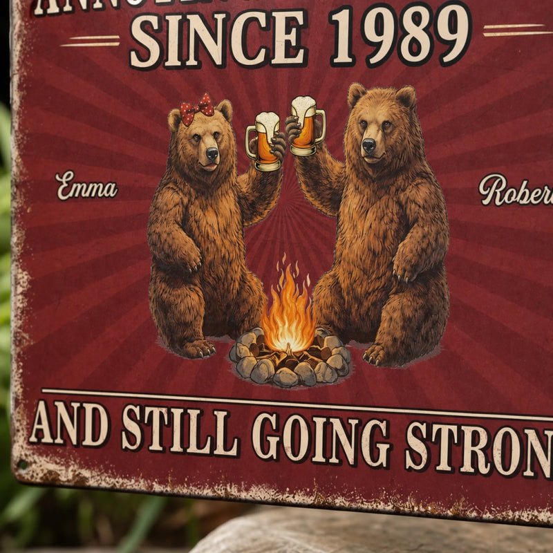 Custom Home Decor Metal Sign - Personalized Anniversary Wedding Camping Gifts For Campers, Husband And Wife, Him And Her - Love Drives Us Crazy