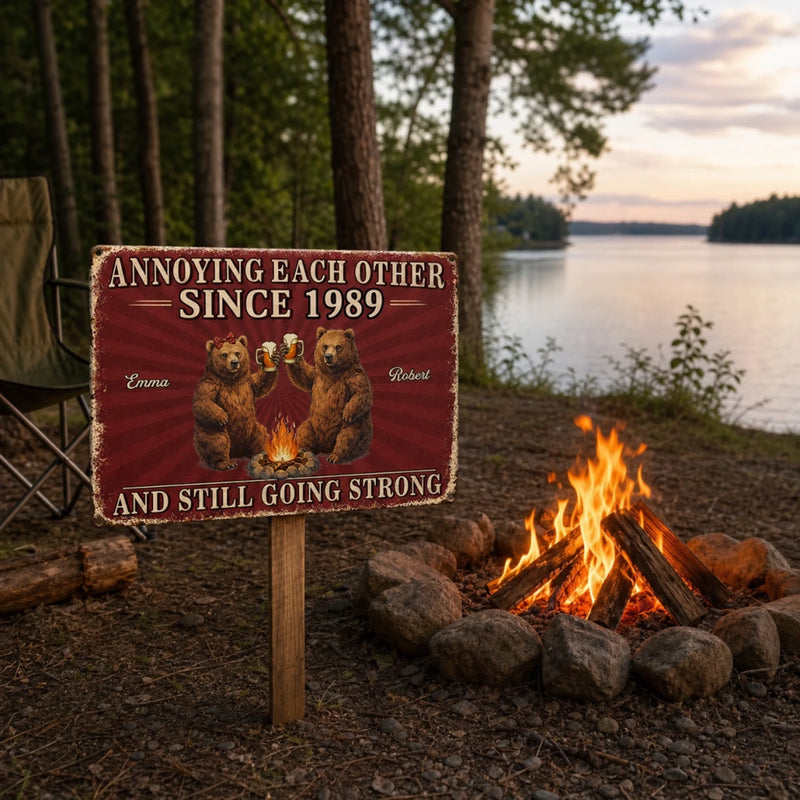 Custom Home Decor Metal Sign - Personalized Anniversary Wedding Camping Gifts For Campers, Husband And Wife, Him And Her - Love Drives Us Crazy