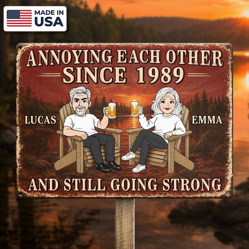 Custom Home Decor Metal Sign - Personalized Anniversary Wedding Gifts For Husband And Wife, Him And Her - Driving Each Other Crazy