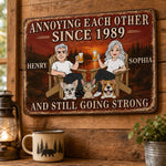 Custom Home Decor Metal Sign - Personalized Anniversary Wedding Camping Gifts For Couple, Dog Lovers, Cat Lovers - Crazy Together