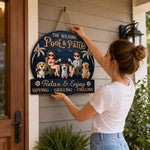 Custom Wood Sign - Personalized Anniversary Wedding Gifts For Couple, Dog Lovers - Love Grows With Our Pets