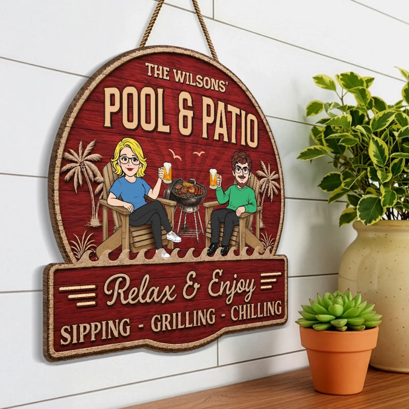 Custom Wood Sign - Personalized Summer Vacation And Travel Gifts For Husband And Wife, Him And Her - Just you, Me And Paradise