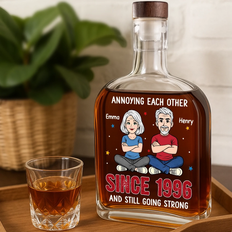 Custom Whiskey Bottle - Personalized Anniversary Christmas Wedding Gifts For Husband And Wife, Him And Her, Wine, Bourbon, Whiskey Lovers - Partners In Lifetime Crimes