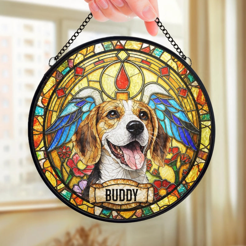 Custom Photo Stained Glass Window Hanging Suncatcher - Personalized Birthday Gifts For Dog Cat Lovers, Dog Dad And Mom, Cat Owners - A Bond That Lasts Forever