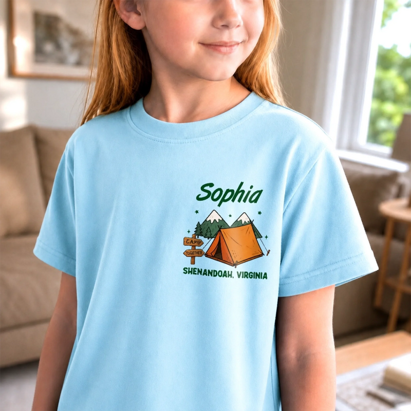 Custom Cousin Camp Youth Tee - Personalized Camping Birthday Gifts For Campers, Kids - Making Memories One Splash At A Time