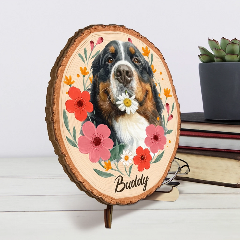 Custom Photo 2-Layered Wooden Plaque - Personalized Birthday Gifts For Dog Cat Lovers, Dog Dad And Mom, Cat Owners - My Sweet Furry Flower Boy