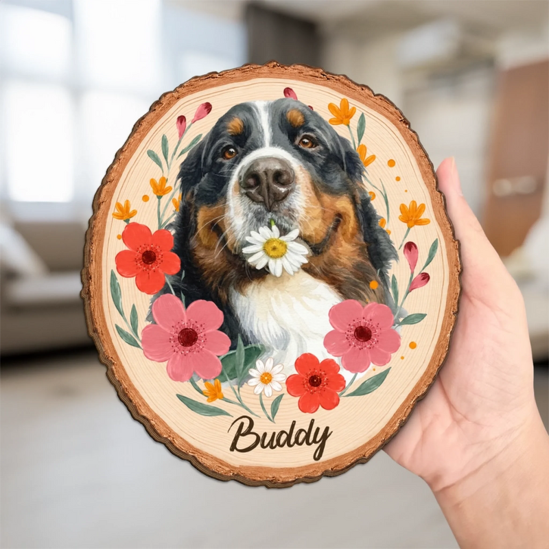 Custom Photo 2-Layered Wooden Plaque - Personalized Birthday Gifts For Dog Cat Lovers, Dog Dad And Mom, Cat Owners - My Sweet Furry Flower Boy