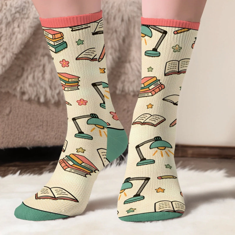 Custom Crew Socks - Personalized Bookish Gifts For Book Lovers, Bookworms, Readers - I'd Rather Be Reading