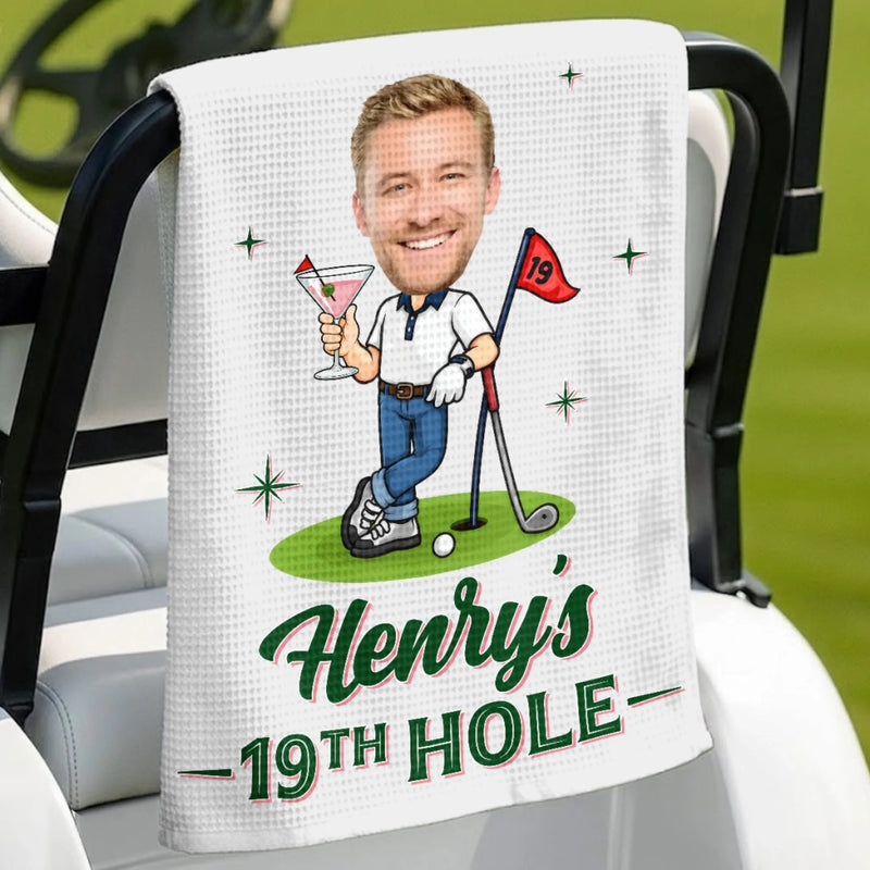 Custom Photo Golf Towel - Personalized Birthday Gifts For Golf Lovers, Sports Fans, Sports Lovers - Golf Is My Happy Place