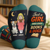 Custom Crew Socks - Personalized Bookish Gifts For Book Lovers, Bookworms, Readers, Dog Lovers, Dog Mom - Lost In A Good Book