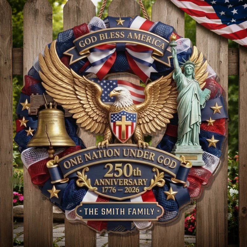 Custom Wood Sign - Personalized America 250th Anniversary Gifts For Mom, Dad, Brother, Sister, Kids - Liberty Looks Good On Everyone